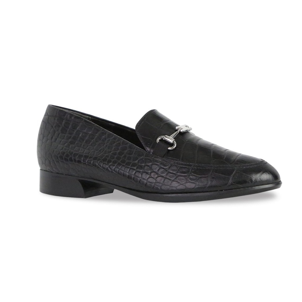 Munro Harrison III Horsebit Calf Leather Loafer Size 8 M Black Crocodile Comfort